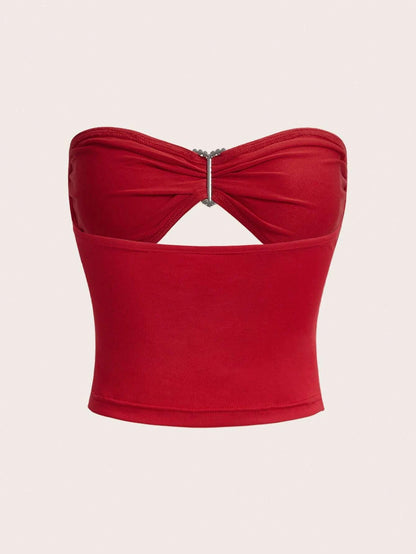 SHEIN ICON Top bandeau con diamante de imitación corazón recortado