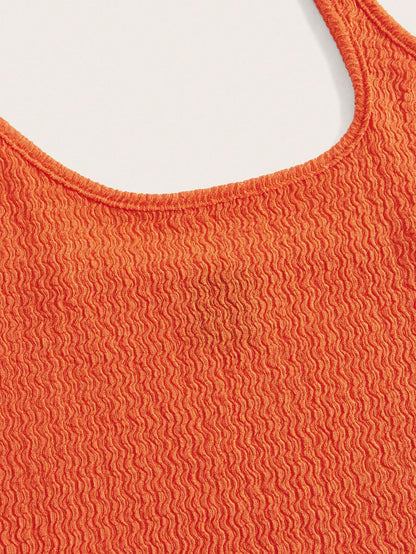 SHEIN ICON Top con tira cruzada bajo hanky unicolor
