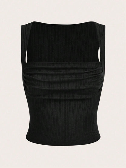 SHEIN ICON Top tank unicolor fruncido