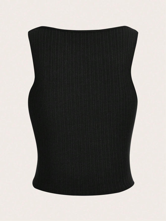 SHEIN ICON Top tank unicolor fruncido
