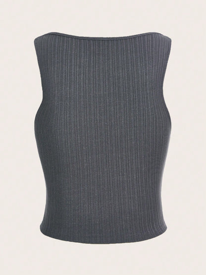 SHEIN ICON Top tank unicolor fruncido