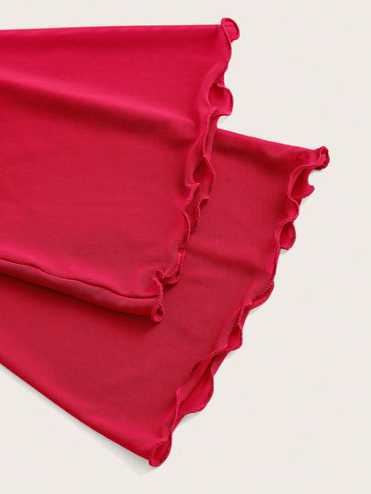 SHEIN ICON Top unicolor fruncido de cuello halter de manga amplia