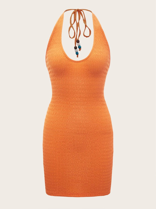 SHEIN ICON Vestido ajustado de espalda abierta con cordón con abertura con corazón