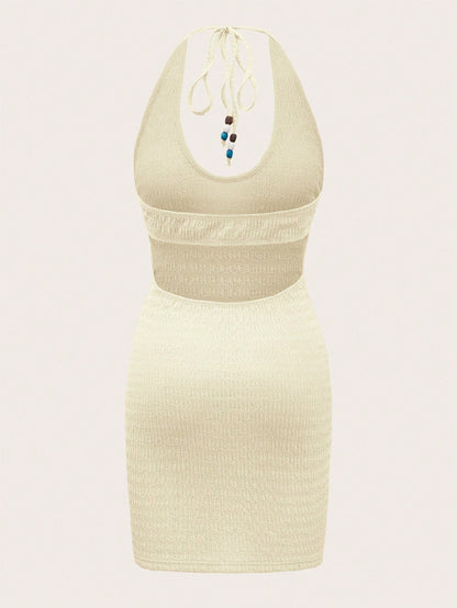 SHEIN ICON Vestido ajustado de espalda abierta con cordón halter