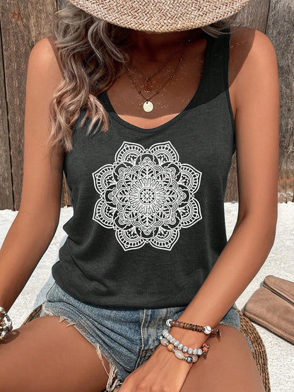 SHEIN LUNE Camiseta sin mangas de mujer con estampado floral
