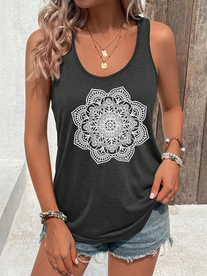 SHEIN LUNE Camiseta sin mangas de mujer con estampado floral