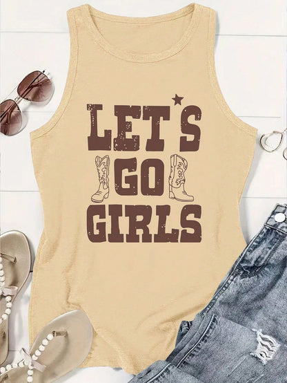 SHEIN LUNE Top de tanque sin mangas estampado de estilo simple para uso diario de mujeres