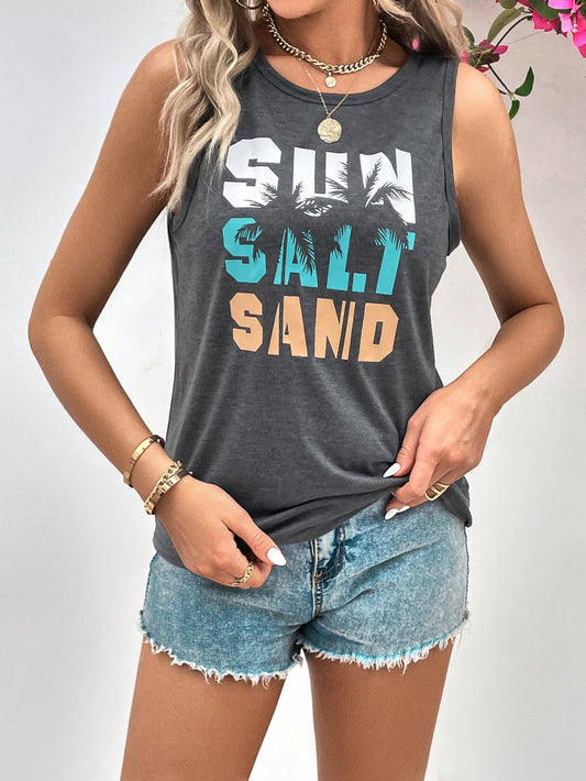SHEIN LUNE Top tank tropical & con estampado de letra