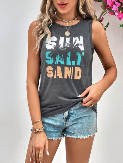 SHEIN LUNE Top tank tropical & con estampado de letra