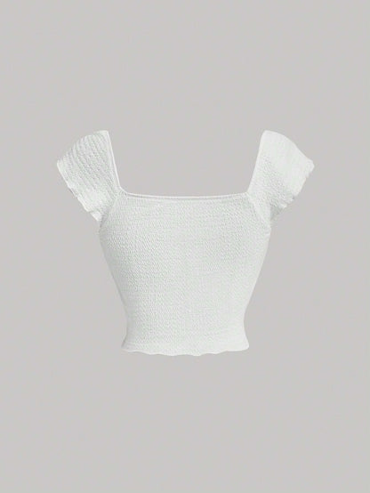 SHEIN MOD Camiseta De Mujer Con Cordón Frontal Y Detalles De Encaje