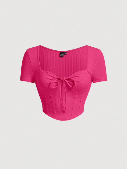 SHEIN MOD Camiseta bajo pañuelo con cordón delantero