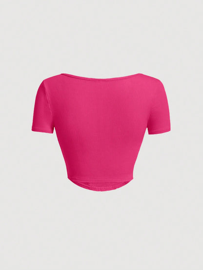 SHEIN MOD Camiseta bajo pañuelo con cordón delantero
