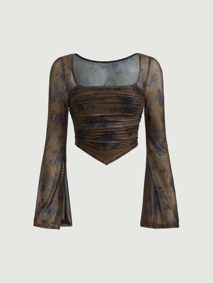 SHEIN MOD Camiseta con estampado floral bajo hanky
