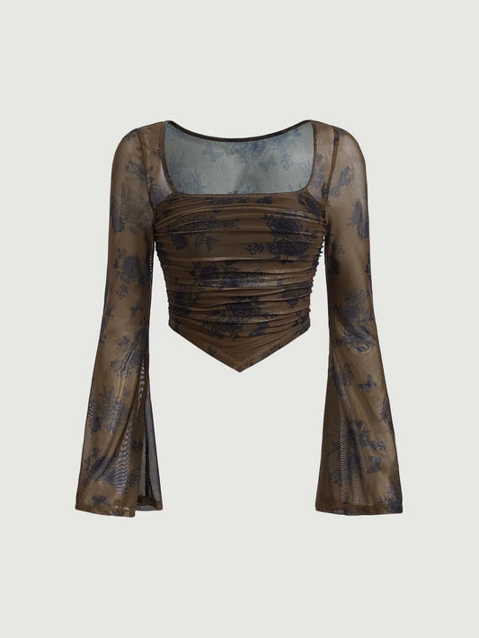 SHEIN MOD Camiseta con estampado floral bajo hanky