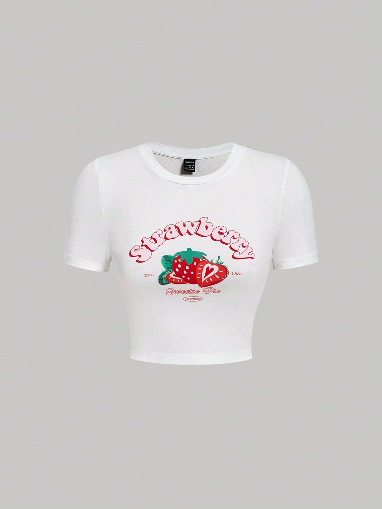 SHEIN MOD Camiseta crop fresa & con estampado de letra