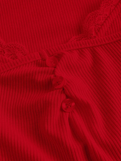 SHEIN MOD Camiseta crop unicolor ribete con encaje