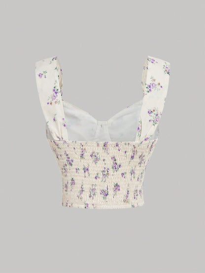 SHEIN MOD Camiseta sin mangas corta impresa dulce y ajustada para mujer