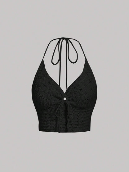 SHEIN MOD Chaleco tejido de punto simple para mujer en unicolor