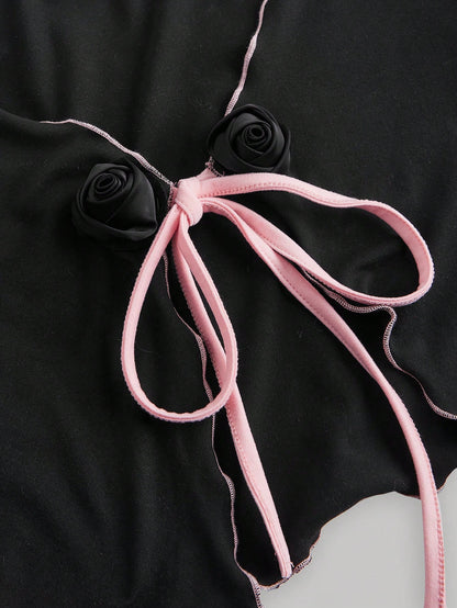 SHEIN MOD Cárdigan ligero de manga larga con color contrastante, Halloween para mujeres