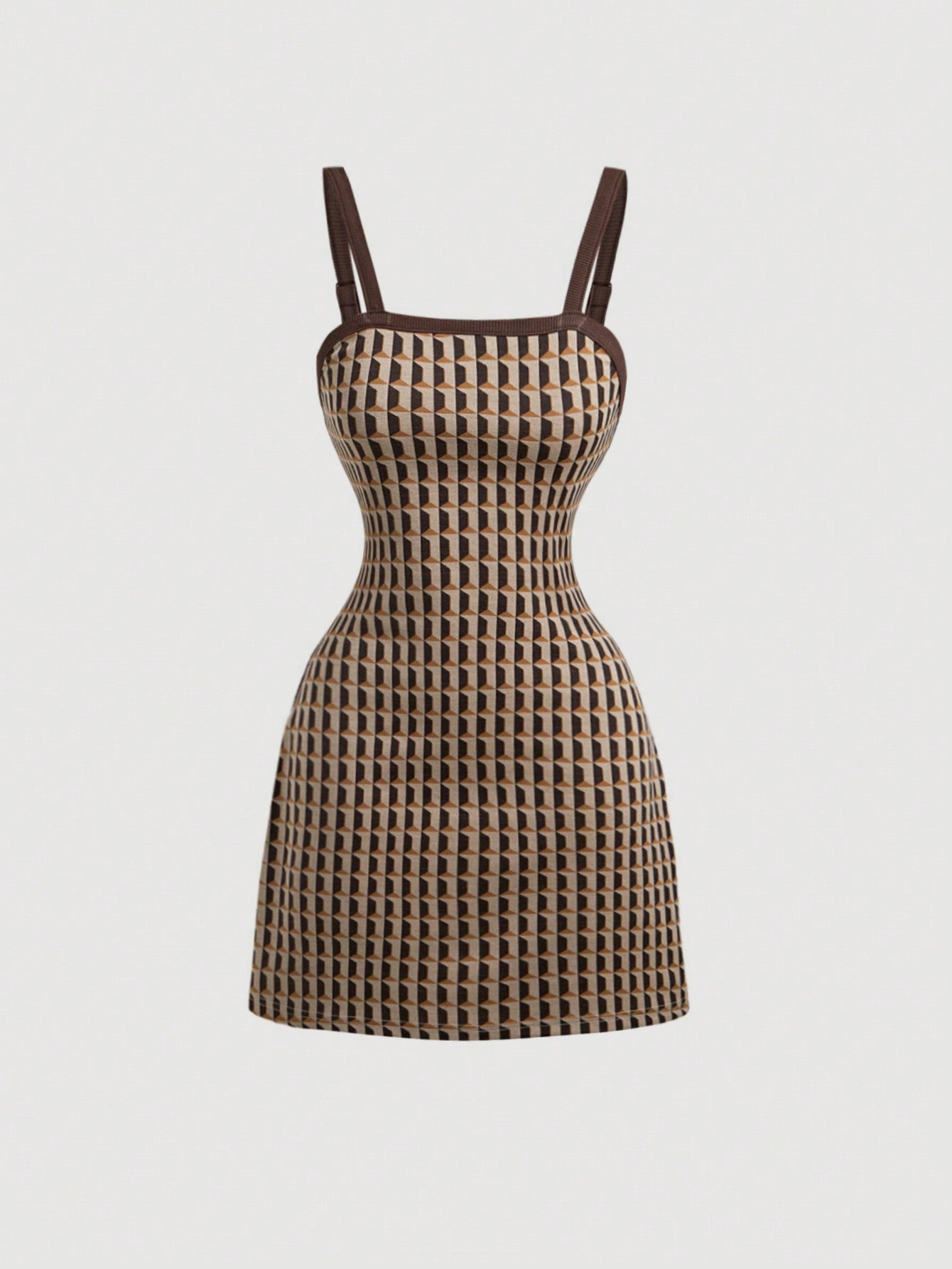 SHEIN MOD Estilos de verano con tirantes de patrón de tartán vintage, vestidos retro, vestidos de los 70, vestidos marrones, vestidos de otoño, ropa occidental, vestidos semi-formales