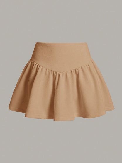 SHEIN MOD Minifalda negra con cintura ancha sólida y dobladillo con volante