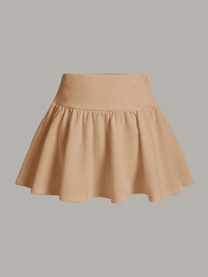 SHEIN MOD Minifalda negra con cintura ancha sólida y dobladillo con volante