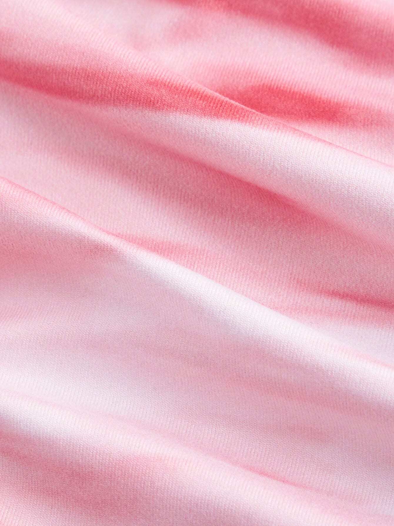 SHEIN MOD Parte superior de halter con cuello drapeado, fruncido en los lados, con lazo en la espalda, estampado ombré, estampado de mármol