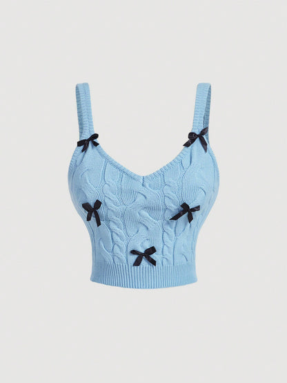 SHEIN MOD Parte superior de punto sin espalda con estampado floral vintage y lazo para mujer