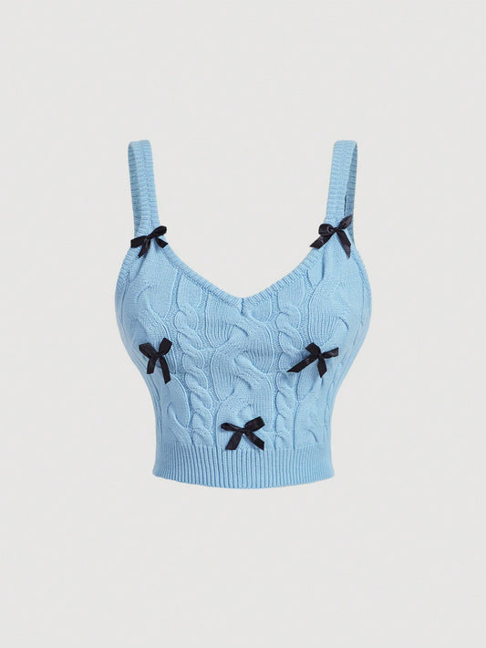 SHEIN MOD Parte superior de punto sin espalda con estampado floral vintage y lazo para mujer