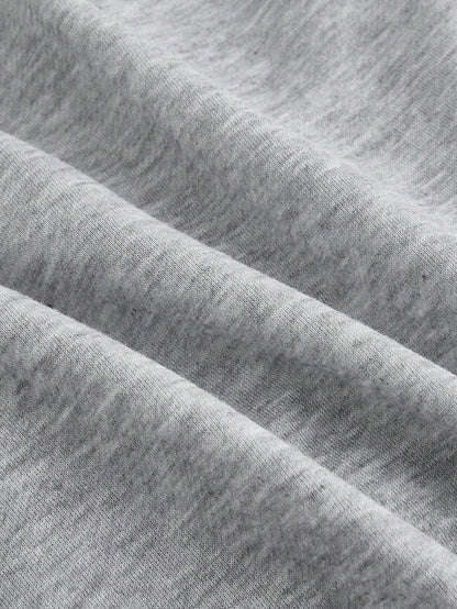 SHEIN MOD Sudadera holgada de manga larga con cuello en V, decoración de encaje y lazo, color gris, para otoño/invierno