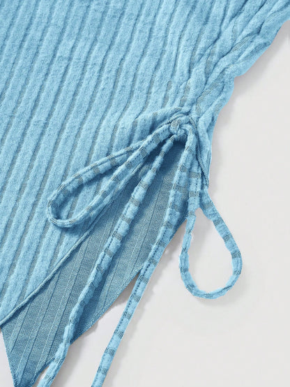 SHEIN MOD Top Asimétrico Sin Tirantes unicolor Para Mujeres Con Detalle De Cordón En El Lado