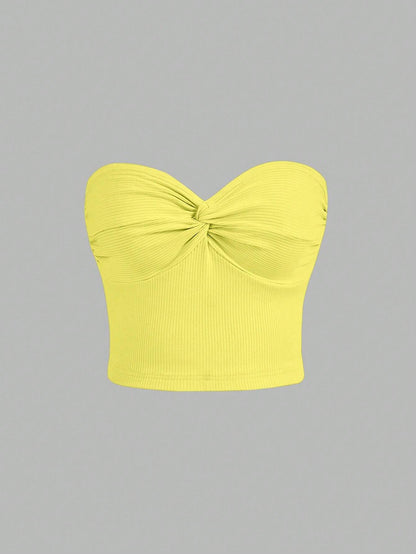 SHEIN MOD Top bandeau girante delantero tejido de canalé