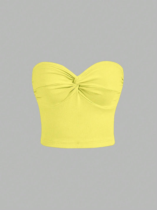 SHEIN MOD Top bandeau girante delantero tejido de canalé