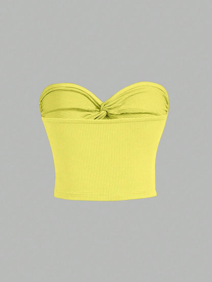 SHEIN MOD Top bandeau girante delantero tejido de canalé
