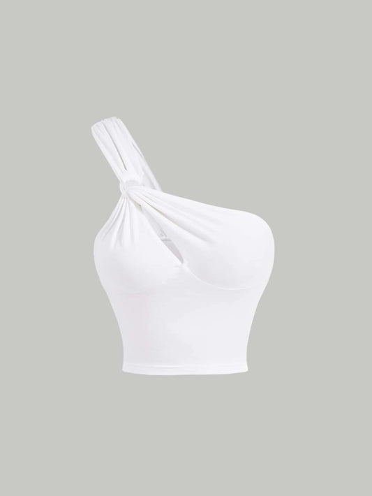 SHEIN MOD Top crop de un hombro vinculado con aro