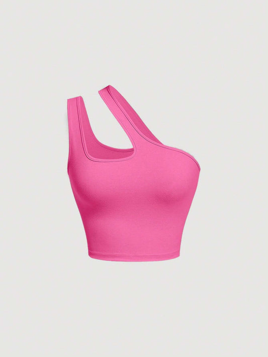 SHEIN MOD Top crop unicolor de un hombro