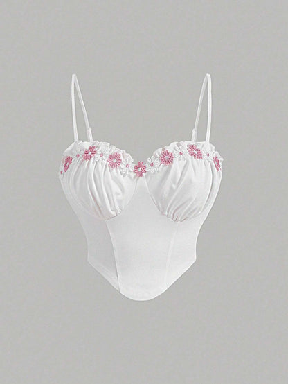 SHEIN MOD Top de tirantes bustier aplique fruncido