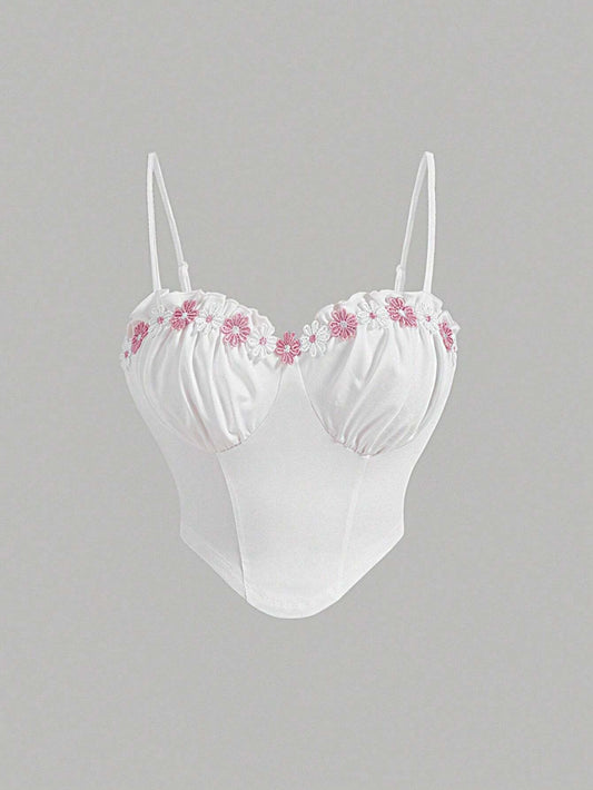 SHEIN MOD Top de tirantes bustier aplique fruncido