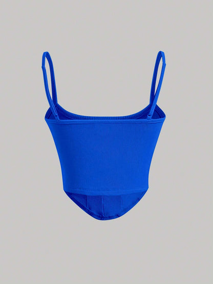 SHEIN MOD Top de tirantes unicolor bajo pañuelo