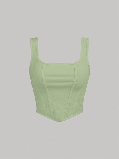 SHEIN MOD Top tank unicolor bajo asimétrico