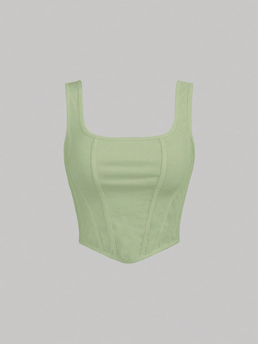 SHEIN MOD Top tank unicolor bajo asimétrico