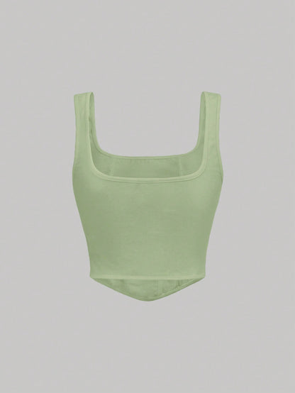 SHEIN MOD Top tank unicolor bajo asimétrico