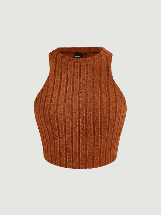 SHEIN MOD Top tank unicolor tejido de canalé