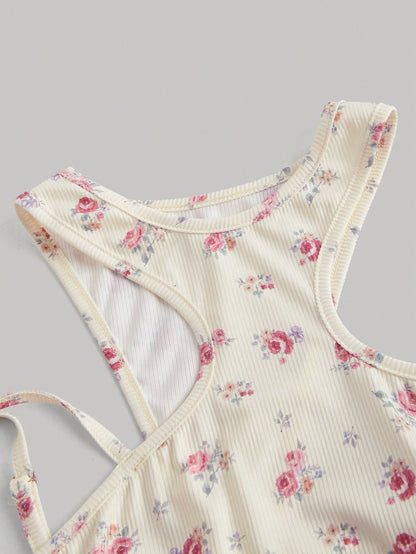 SHEIN MOD Verano top sin mangas con diseño floral lindo con hombros descubiertos, top atractivo para salir