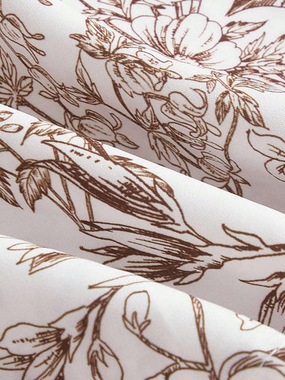 SHEIN MOD Vestido halter con estampado floral ribete con fruncido de espalda abierta con cordón