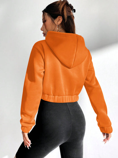 SHEIN EZwear Sudadera Corta Con Capucha Y Cordón Con Estampado De Letras