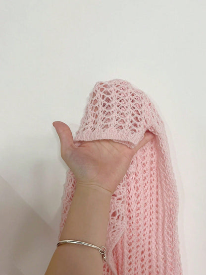 SHEIN MOOSTA Suéter casual holgado para mujer con cuello redondo, hombros caídos y corte hueco sexy