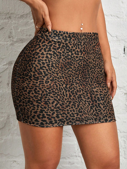 SHEIN PETITE Falda de leopardo elegante y sexy para niña, ideal para Día de San Valentín, festival de música, vacaciones, ropa de año nuevo y citas