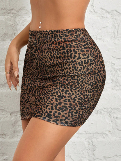 SHEIN PETITE Falda de leopardo elegante y sexy para niña, ideal para Día de San Valentín, festival de música, vacaciones, ropa de año nuevo y citas