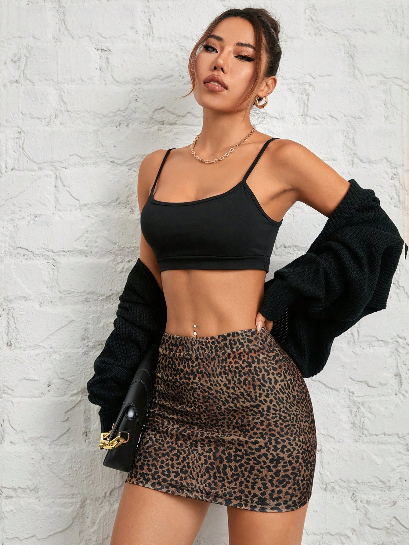 SHEIN PETITE Falda de leopardo elegante y sexy para niña, ideal para Día de San Valentín, festival de música, vacaciones, ropa de año nuevo y citas